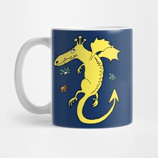 cute happy dragon in yellow with flowers Mug